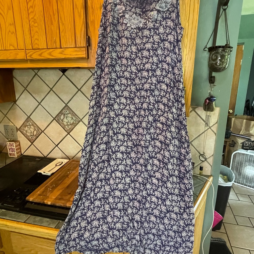 April Cornell Blue Floral Dress medium